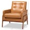 Baxton Studio Perris Mid-Century Modern Tan Faux Leather and Walnut Brown Finished Wood Lounge Chair 175-10869-Zoro - alternate 5